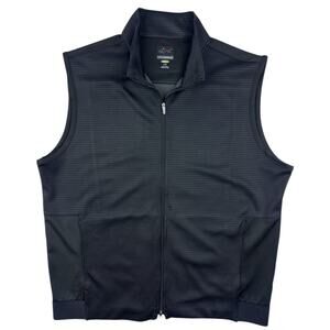 Greg Norman Golf Vest Full Zip Black Jersey Mens LG Multicolored Stitched Shark